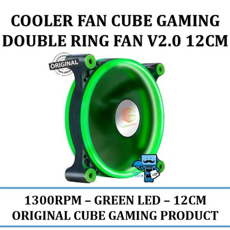 Cube Gaming Double Ring Fan V2.0 12cm 1300rpm Green Led